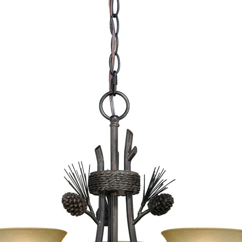 Sierra Mini 3-Light Chandelier in Black Walnut with Frosted Glass