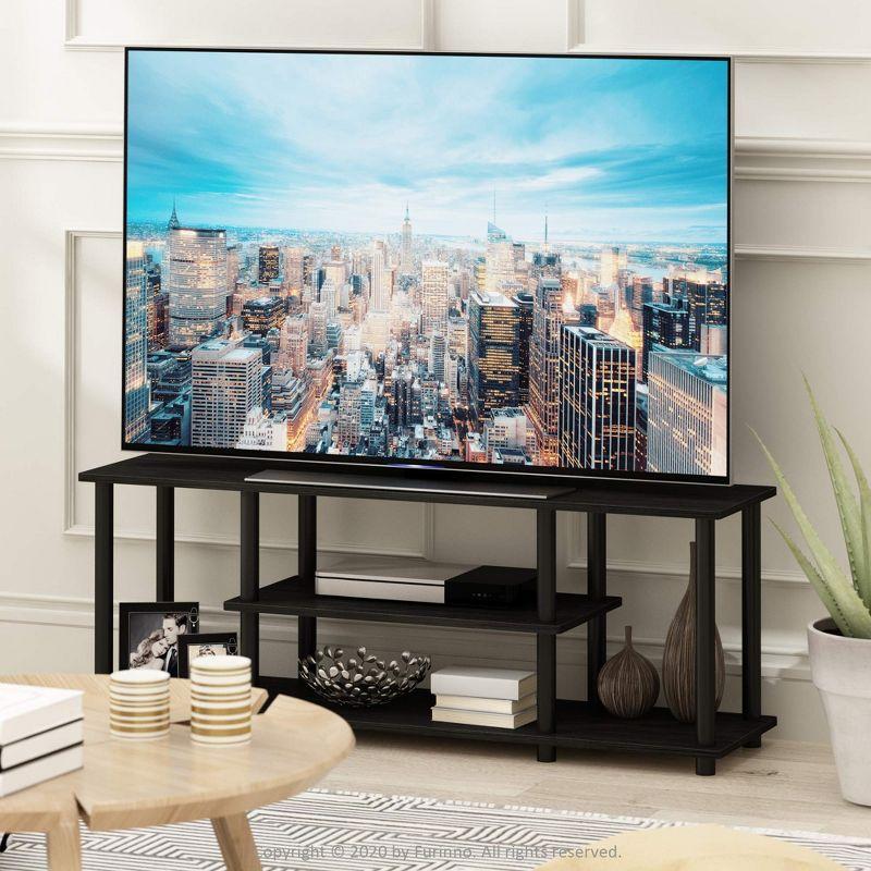 Furinno No Tools 3-Tier TV Stands for TV's up to 50" Entertainment Media Center Walnut/Black