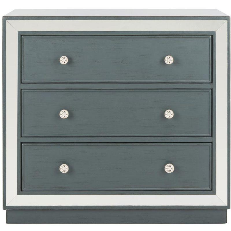 Steel Teal 3-Drawer Chest with Mirror Finish