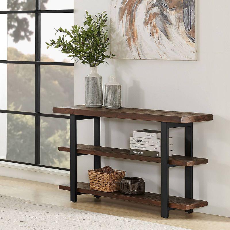 Pomona 2 Shelf Console Table Brown - Alaterre Furniture: Rustic Sofa Table, Metal Frame, Wood Top, Entryway Furniture