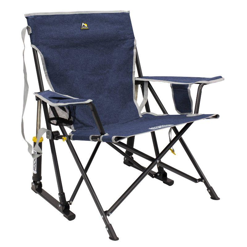 Heathered Indigo Portable Outdoor Rocking Camp Chair with Arms