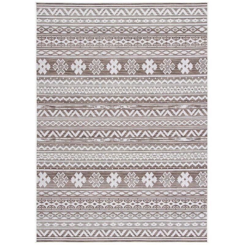 Havana Light Brown and Ivory 8' x 10' Synthetic Indoor/Outdoor Rug