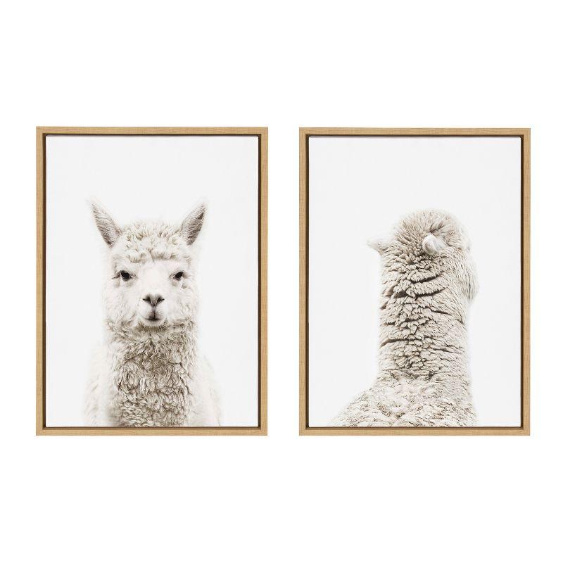 (Set of 2) 18" x 24" Sylvie Alpaca Back Framed Canvas Art by Amy Peterson - Kate & Laurel All Things Decor