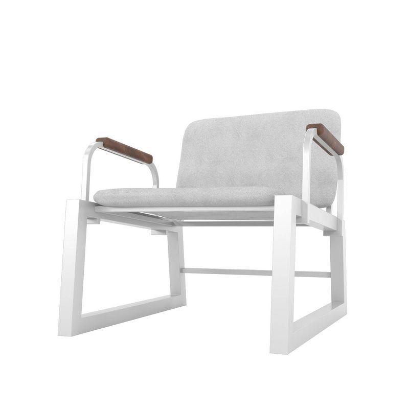 1.0 Whythe Low Accent Chair White - Manhattan Comfort: Faux Leather, Steel Legs, No Assembly Required