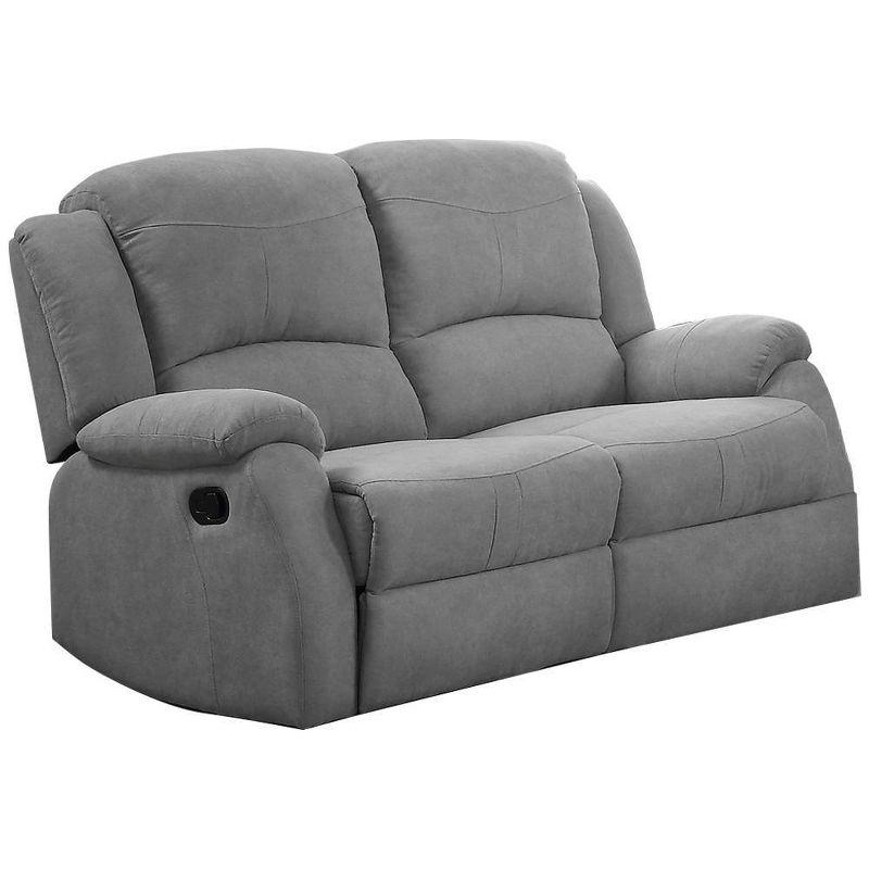 Zorina 61" Gray Linen Reclining Loveseat with Pillow-top Arms