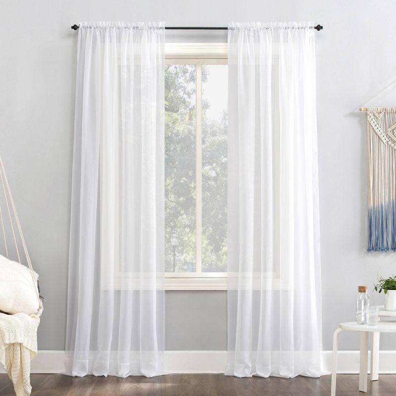 63"x59" Emily Sheer Voile Rod Pocket Curtain Panel White - No. 918