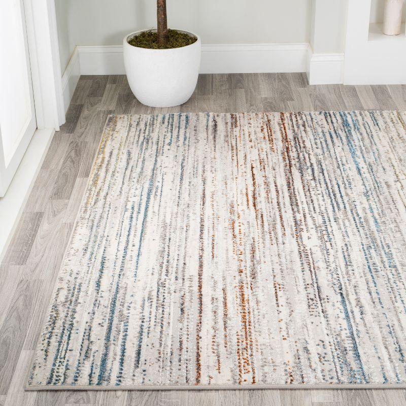 JONATHAN Y Loom Modern Strie'  Gray/Blue/Orange 3 ft. x 5 ft. Area Rug