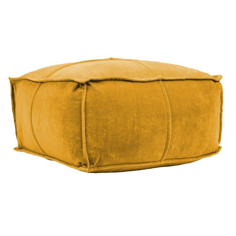 Storied Home Square Cotton Velvet Pouf