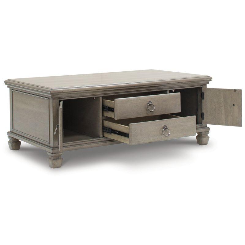 Signature Design by Ashley Lexorne Classic Cocktail Table with 2 Cabinets and 2 Drawers, Light Gray