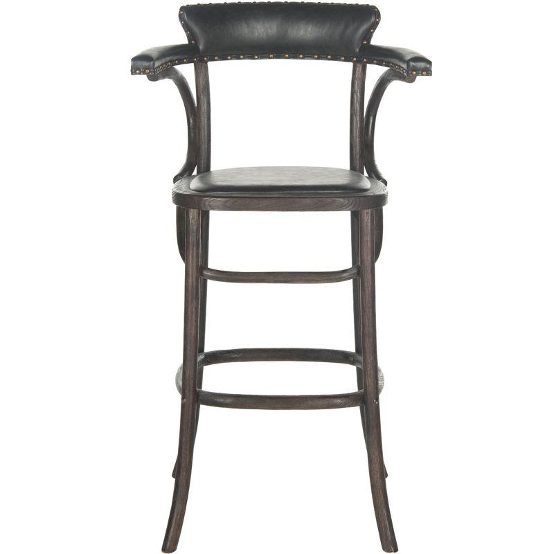 Kenny Bar Stool  Brass Nail Heads - Antique Black - Safavieh