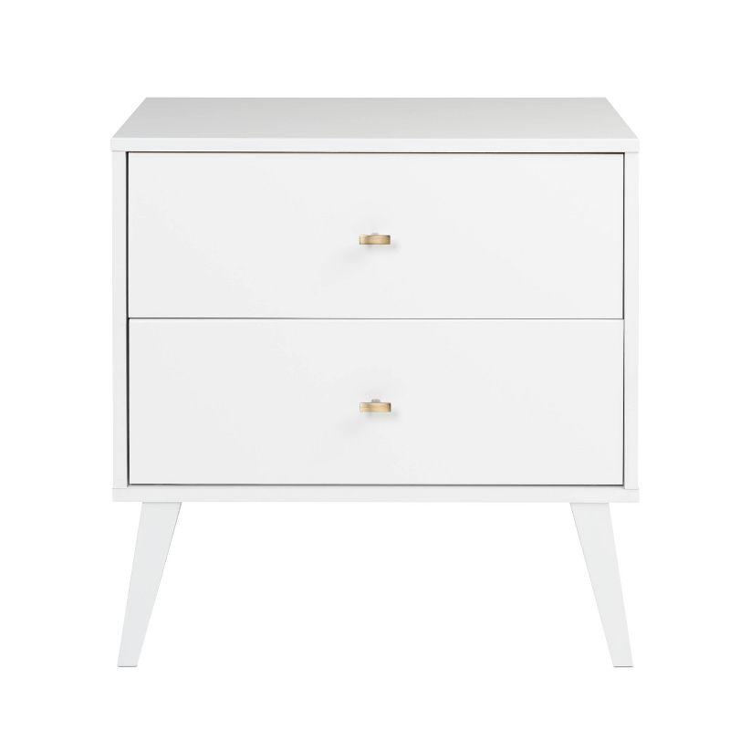 Milo Mid-Century Modern White 2-Drawer Nightstand