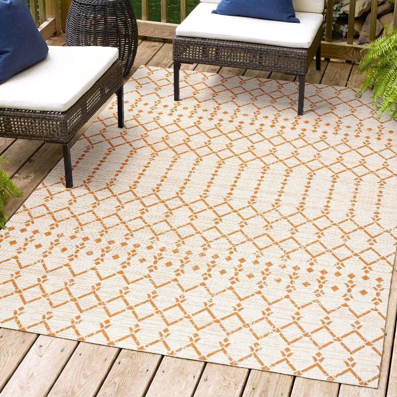 Ourika Moroccan Geometric Textured Weave Indoor/Outdoor Area Rug - JONATHAN Y