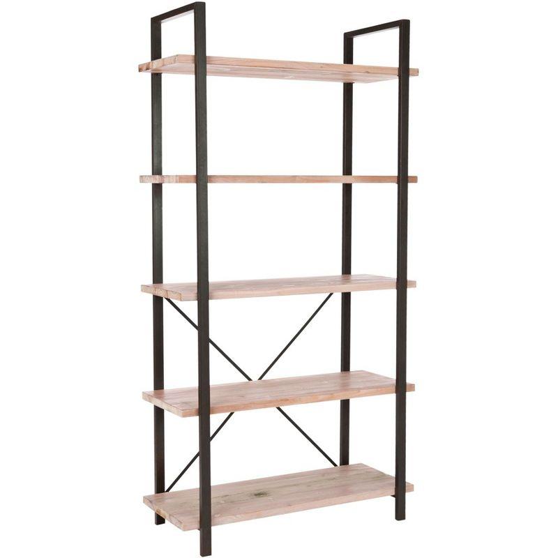 Chantel 65" Black and Brown Red Maple Wood Etagere