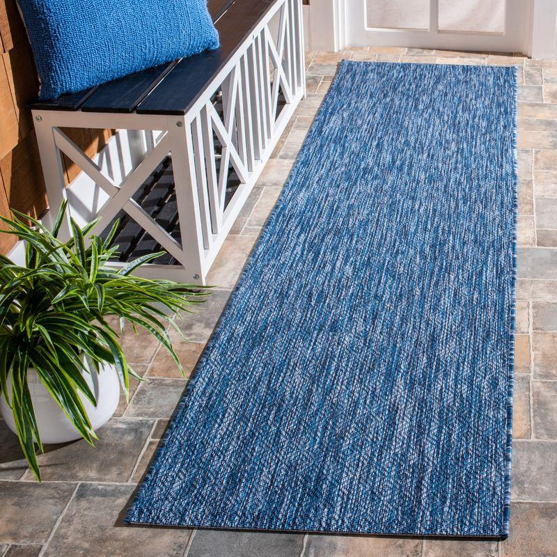 Navy Synthetic Flat-Woven Reversible Easy-Care Runner Rug 2'3" x 12'