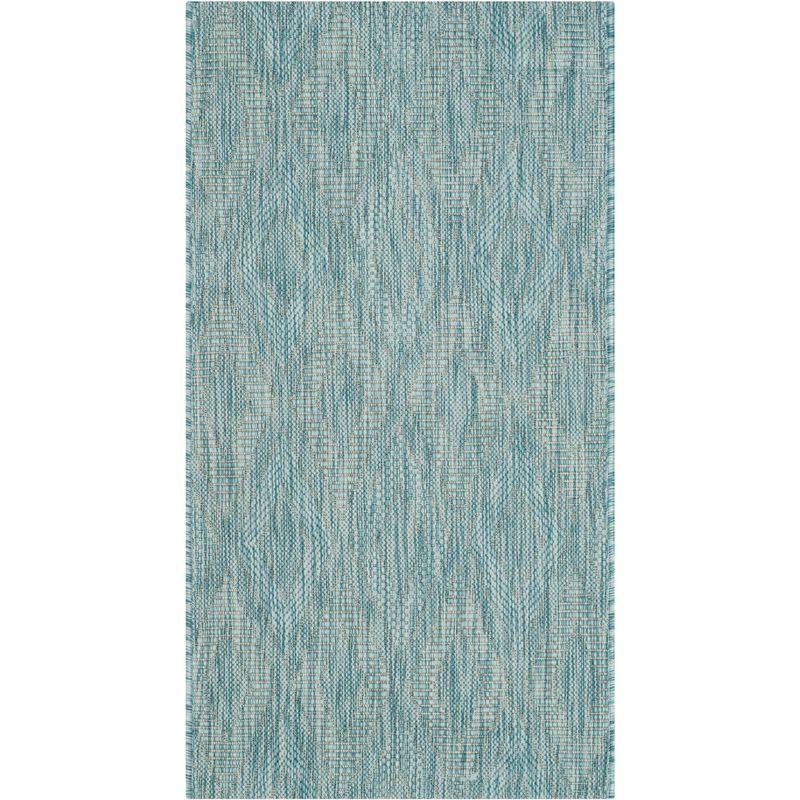 Courtyard CY8522 Power Loomed Indoor and Outdoor Accent Rug - Aqua/Aqua - 2'x3'7" - Safavieh