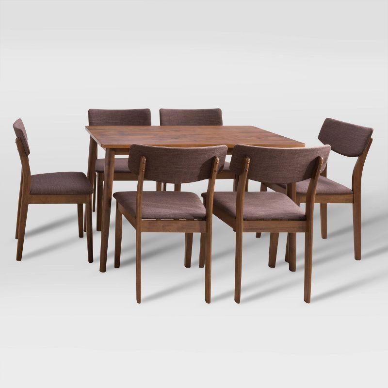 Mid-Century Modern Branson 7pc Dining Set in Warm Walnut