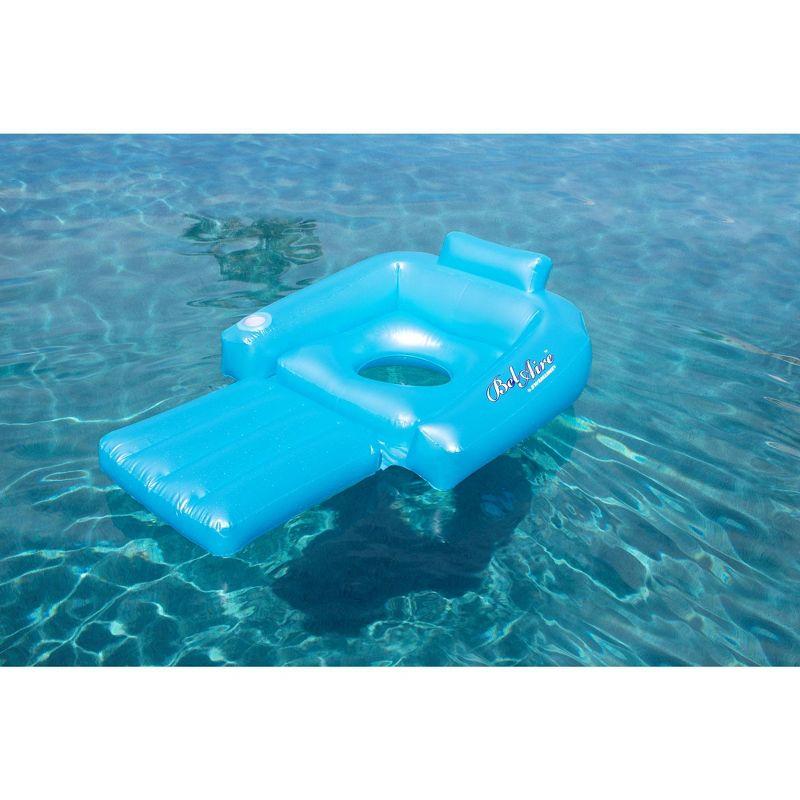 Swim Central 58.5" Inflatable Sky Blue Swimming Pool Lounger Float with Cup Holder