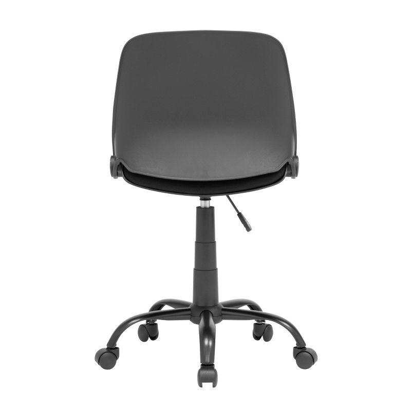 Folding Back Task Chair Black - studio designs: Swivel, Adjustable, Armless