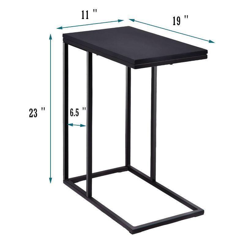 Black Wood and Metal C-Shape Side Table