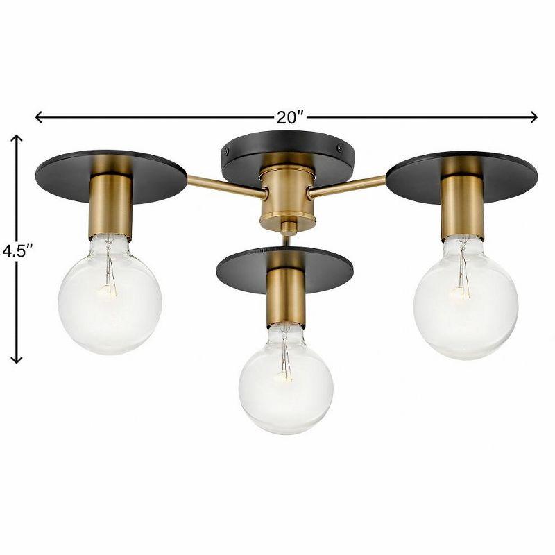 Lark Bobbie 3 - Light Chandelier in  Lacquered Brass/Black