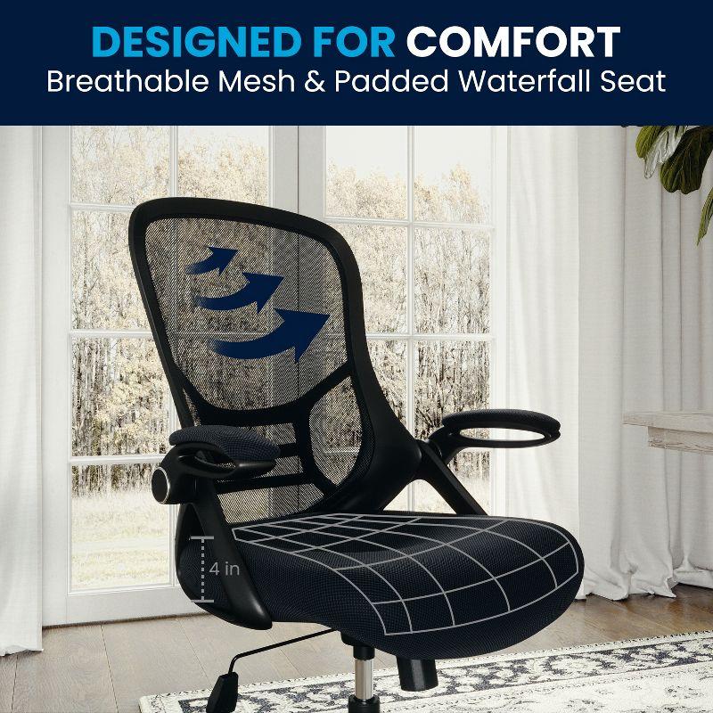 Flash Furniture Porter High Back Dark Gray Mesh Ergonomic Swivel Office Chair with Black Frame and Flip-up Arms