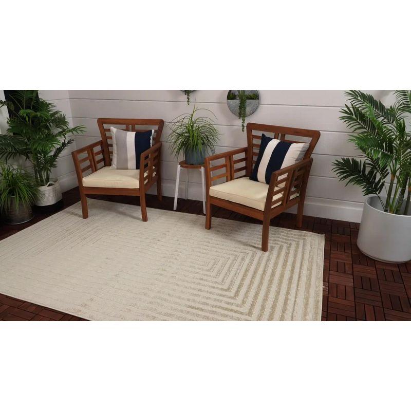 Beige Geometric 5' x 8' Synthetic Outdoor Area Rug