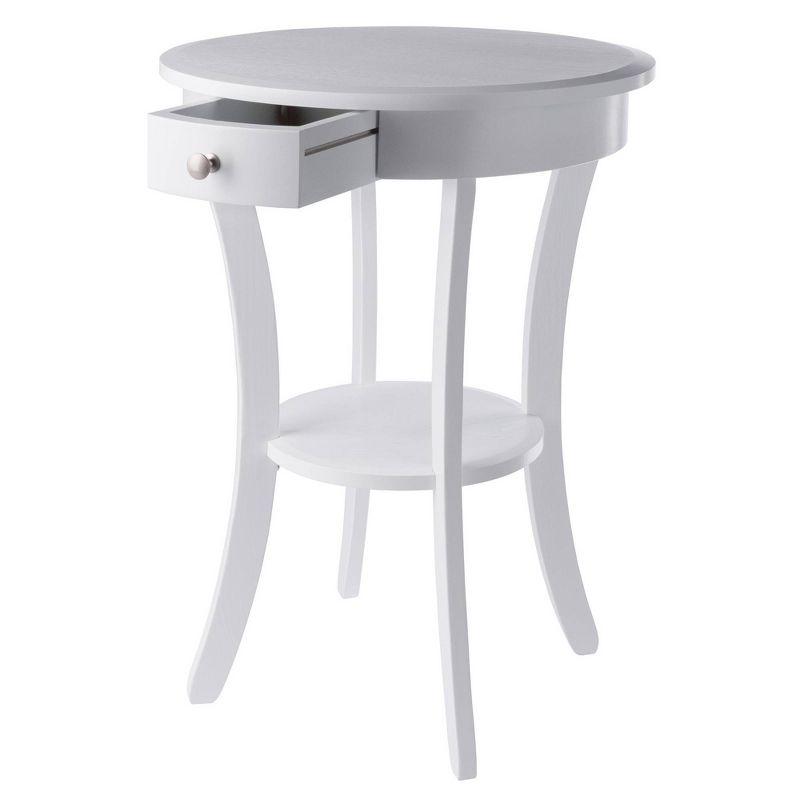 Sasha Round Accent Table - White - Winsome: Wood Composite, Veneer, Shelf Storage, Spot Clean