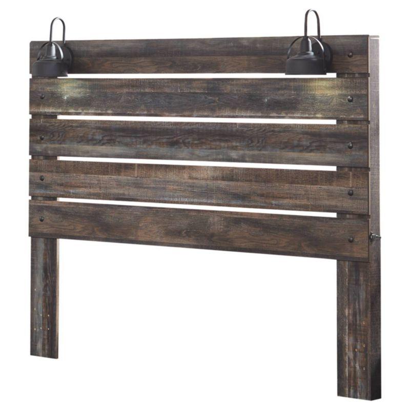 Rustic King Storage Bed with USB Charging, Brown Wood