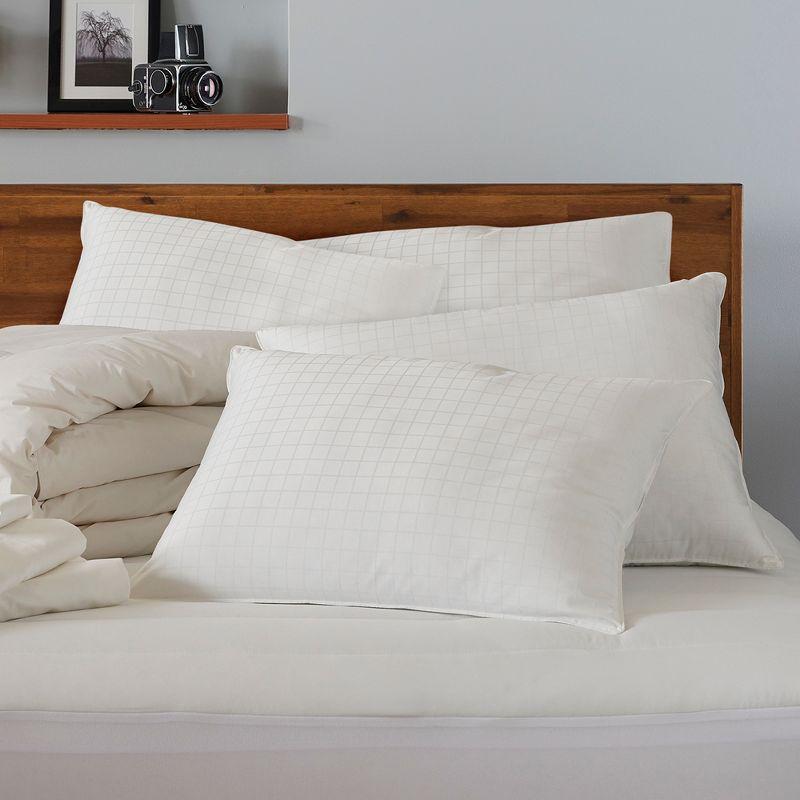 Ella Jayne Home Exquisite Hotel Cotton Windowpane Pillow, Firm Density (Set of 4)