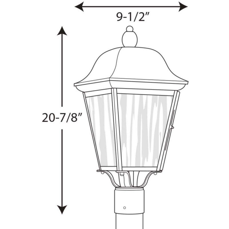 Progress Lighting Kiawah 3-Light Outdoor Post Lantern in Black with Seeded Glass Panels