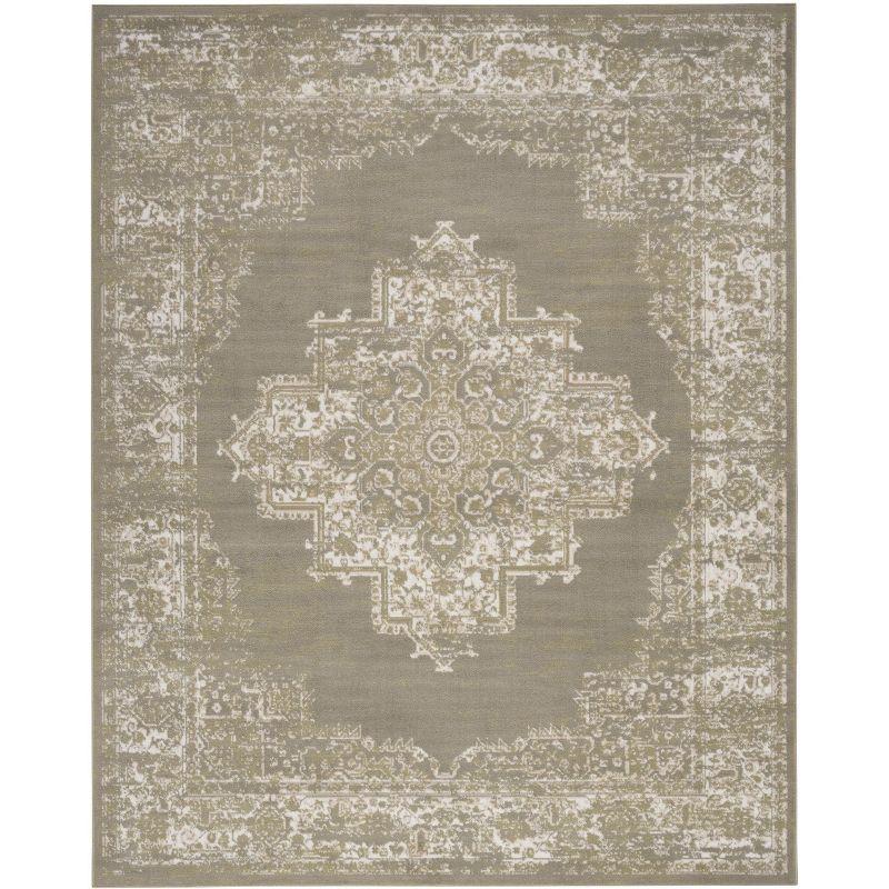 Nourison Grafix Center Medallion Area Rug Olive 7'10" x 9'10"