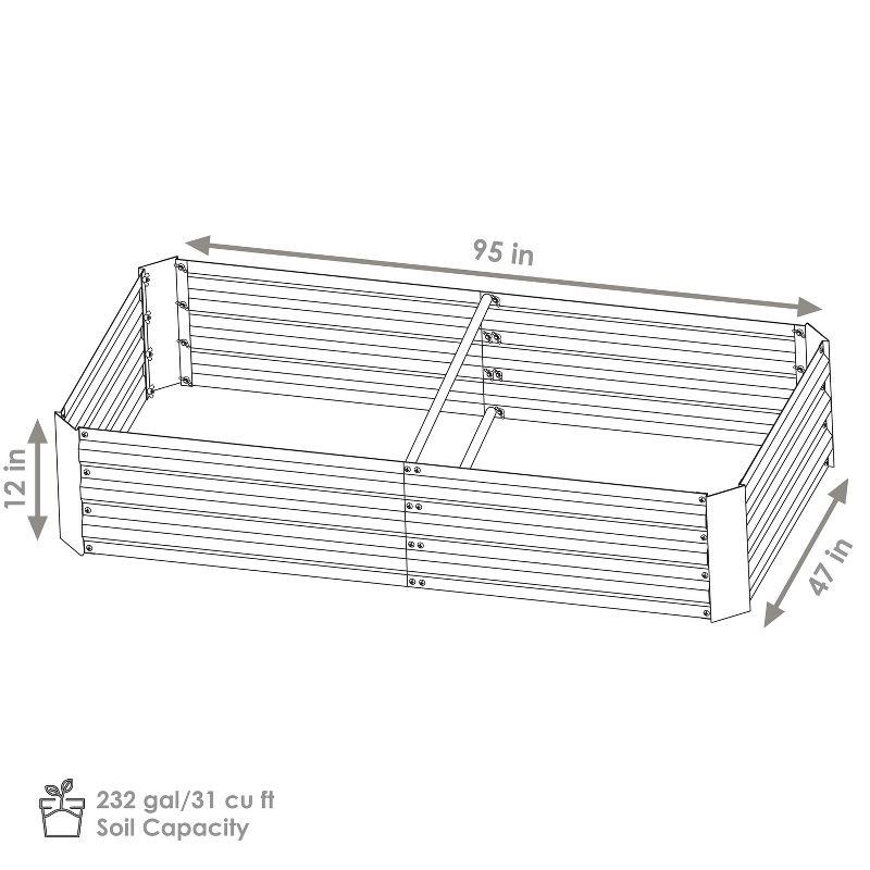 Sunnydaze Galvanized Steel Rectangle Raised Garden Bed - 4' x 8' - Gray