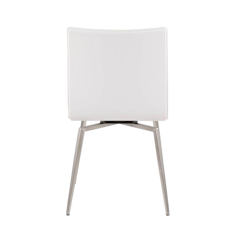 Elegant White Faux Leather Swivel Side Chair with Stainless Steel Base