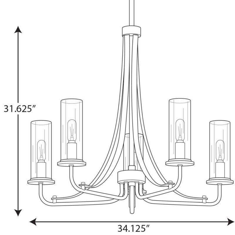 Progress Lighting Riley Collection 5-Light Chandelier, Brushed Nickel, Clear Glass Shades