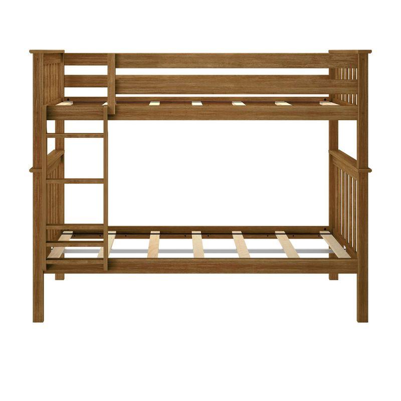 Plank+Beam Solid Wood Twin over Twin Bunk Bed with Ladder for Adults, No Box Spring Needed
