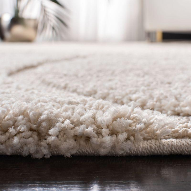 Florida Shag SG471 Power Loomed Indoor Accent Rug - Cream/Blue - 4'x4' Square - Safavieh