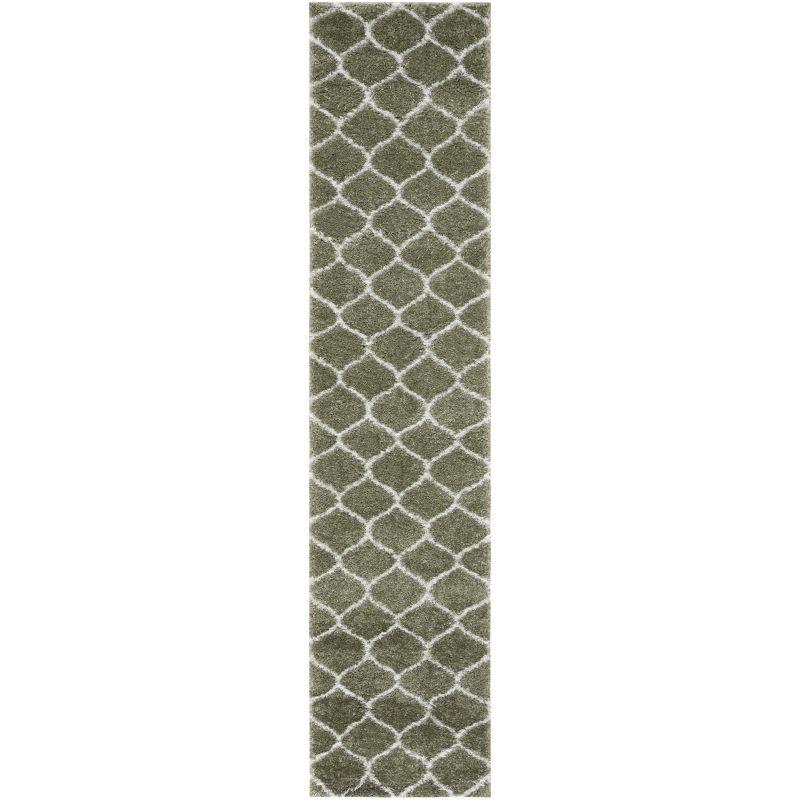 Tahoe Shag THO677 Power Loomed Indoor Runner Rug - Sage/White - 2'x9' - Safavieh