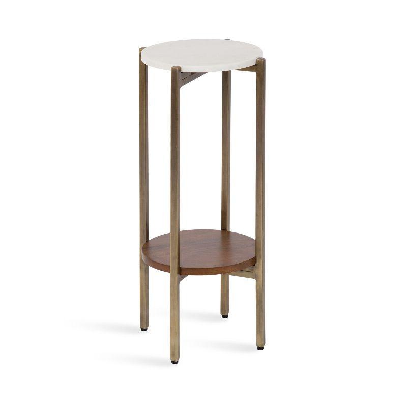 Kate and Laurel Moxley  Metal Tea Table, 11x11x25, Walnut Brown