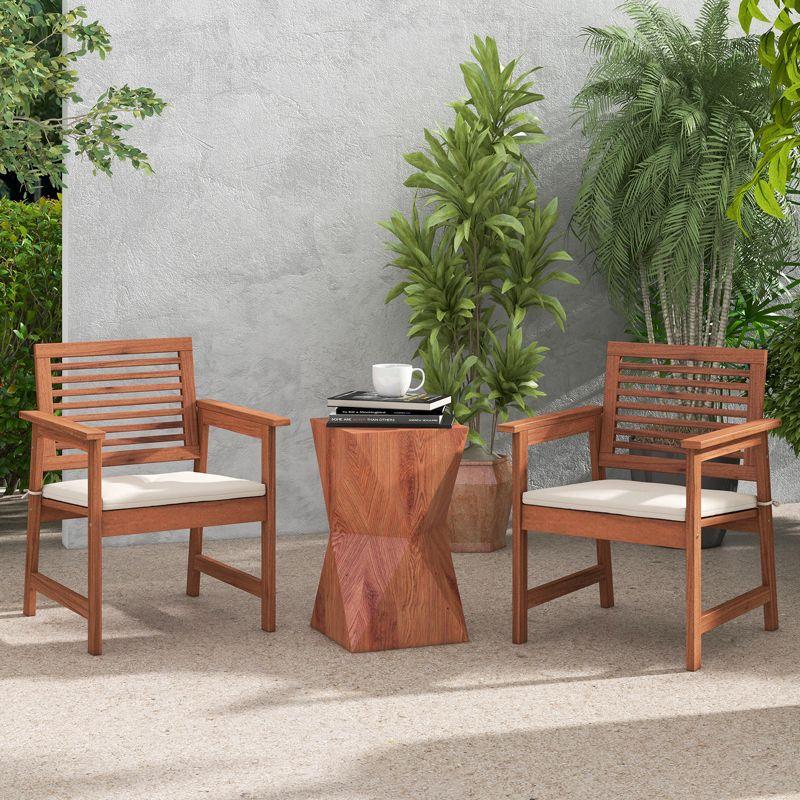 Tangkula Outdoor Hardwood Armchairs Set of 2/4 Weather-resistant Slatted Armchairs w/Removable Cushions