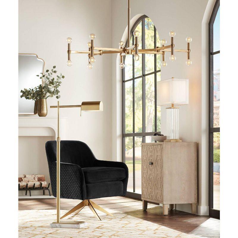 Noble Park Indara Scalloped Corner Rectangular Vanity Wall Mirror Modern Beveled Gold Wood Frame 27" Wide for Bathroom Bedroom Living Room Office