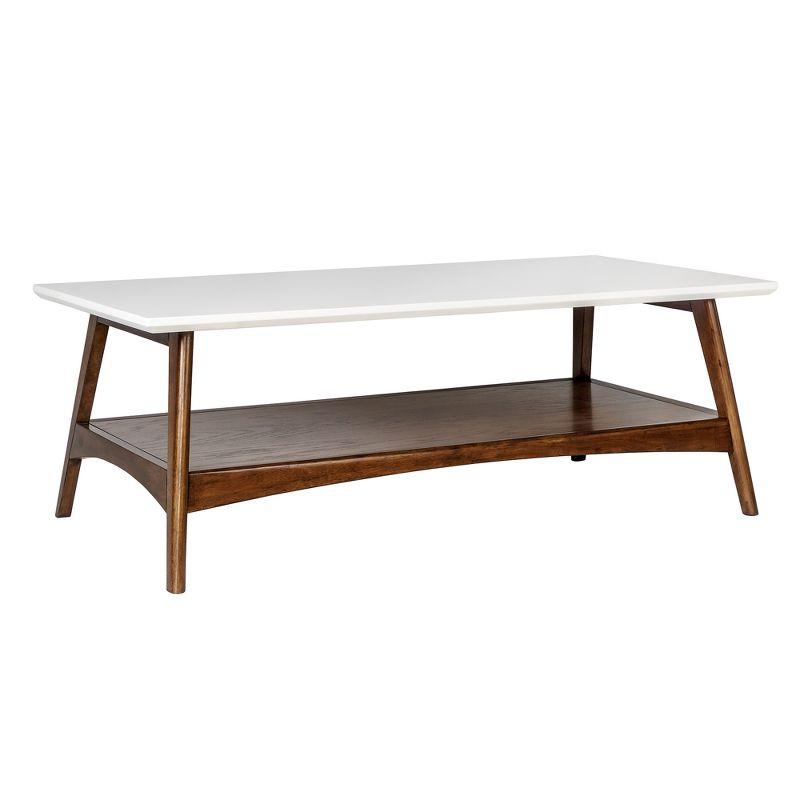 Avenu Mid-Century Rectangular Coffee Table with Oak Veneer Shelf