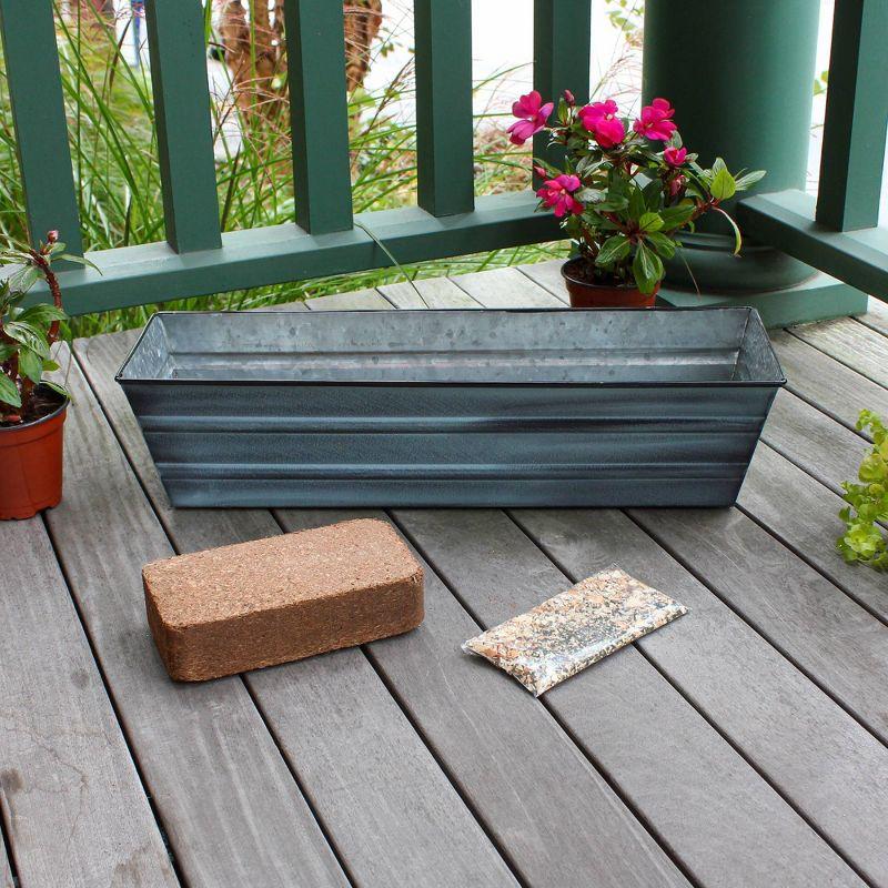 ACHLA Designs Rectangular Steel Planter Box: 22"x66"x5", Outdoor Garden Kit with Coir, Crab Shell & Kelp Meal