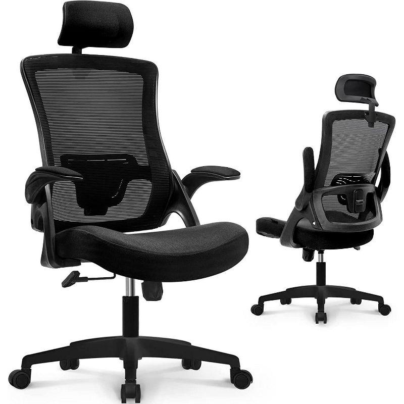 NEO Chair Reclining Mesh Office Chair Swivel Chair w/Adjustable Headrest Lumbar Support,Black/Gray/Beige