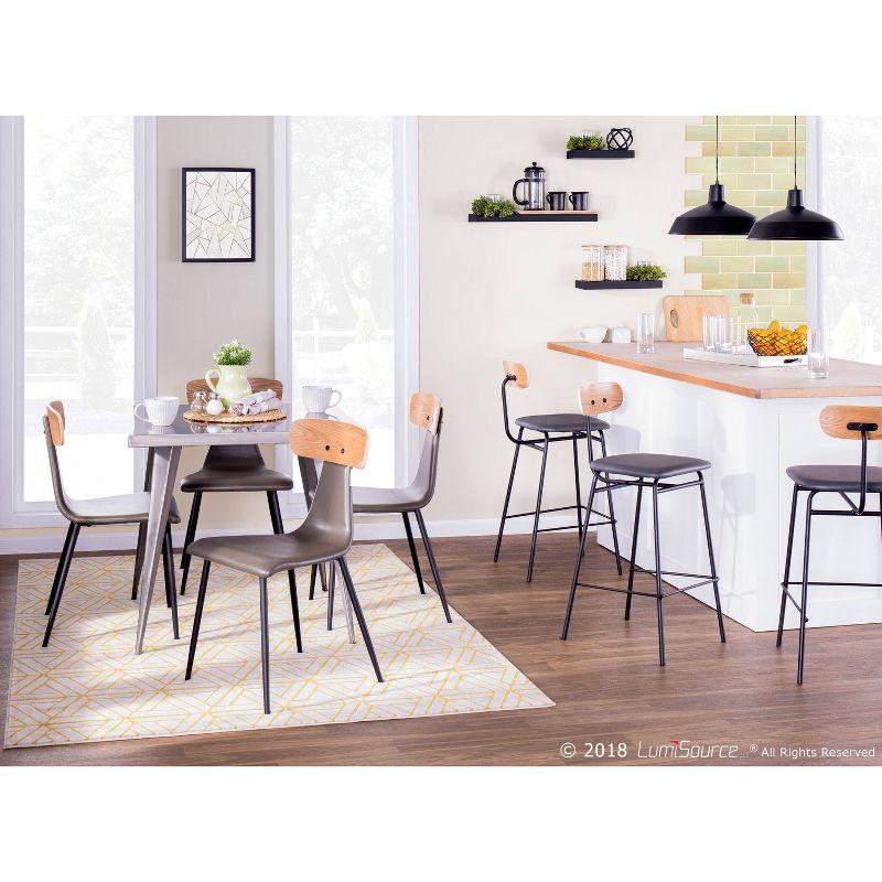 Austin 32" Metal Dining Table Cleared Brush Silver Finish - LumiSource: Mid-Century Modern, 4-Seat Square Kitchen Table