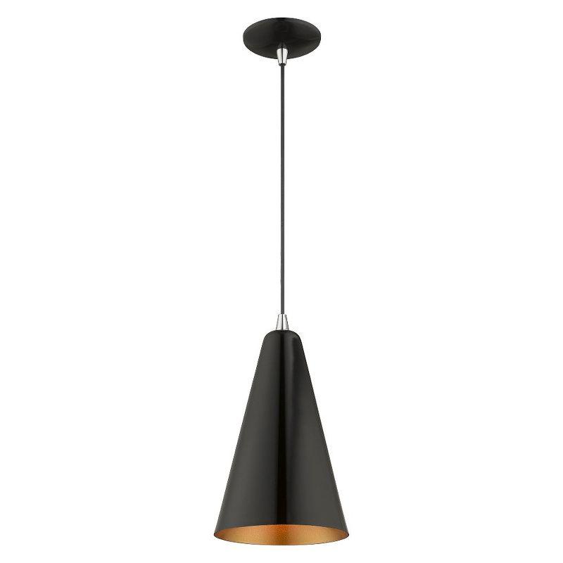 Livex Lighting Metal Shade 1 - Light Pendant in  Shiny Black