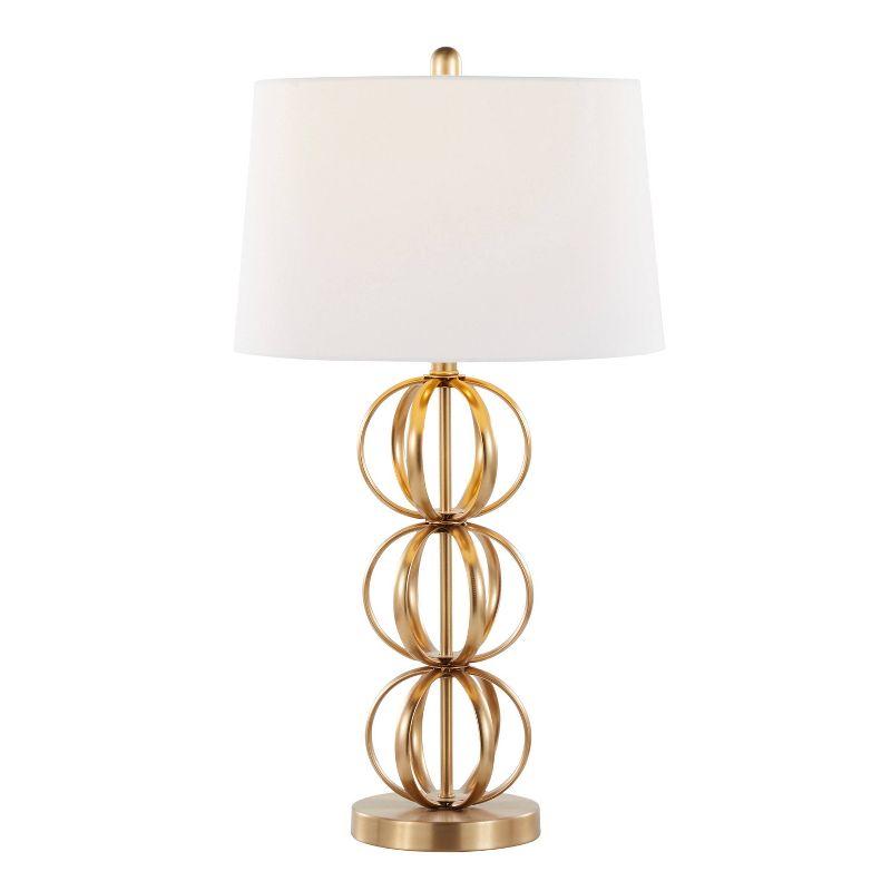 White and Gold 29.5" Metal Table Lamp Set with Linen Shade