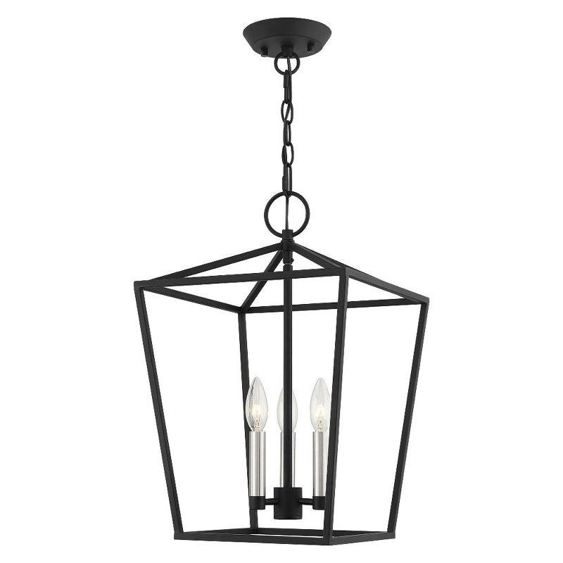 Devonshire Black Metal 3-Light Pendant with Crystal Accents