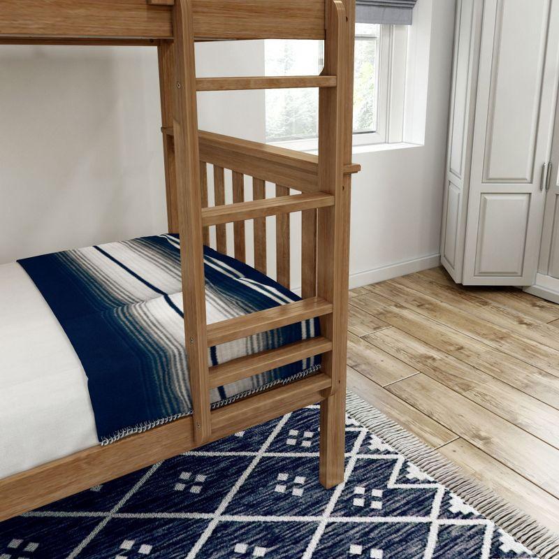 Plank+Beam Solid Wood Twin over Twin Bunk Bed with Ladder for Adults, No Box Spring Needed