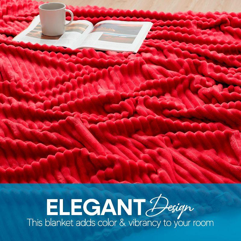 Nestl Soft Twin Blankets for Bed, Warm Fuzzy Twin Size Blanket, Cherry Red Cut Plush Fleece Blanket