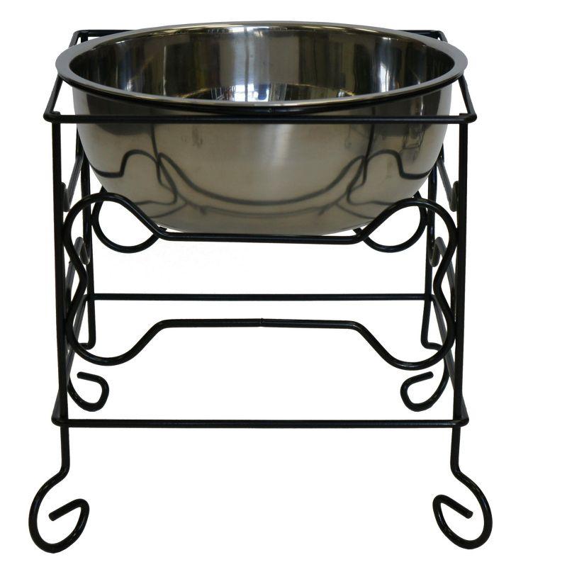 YML 10-Inch Black Wrought Iron Stand with Single Stainless Steel Feeder Bowl